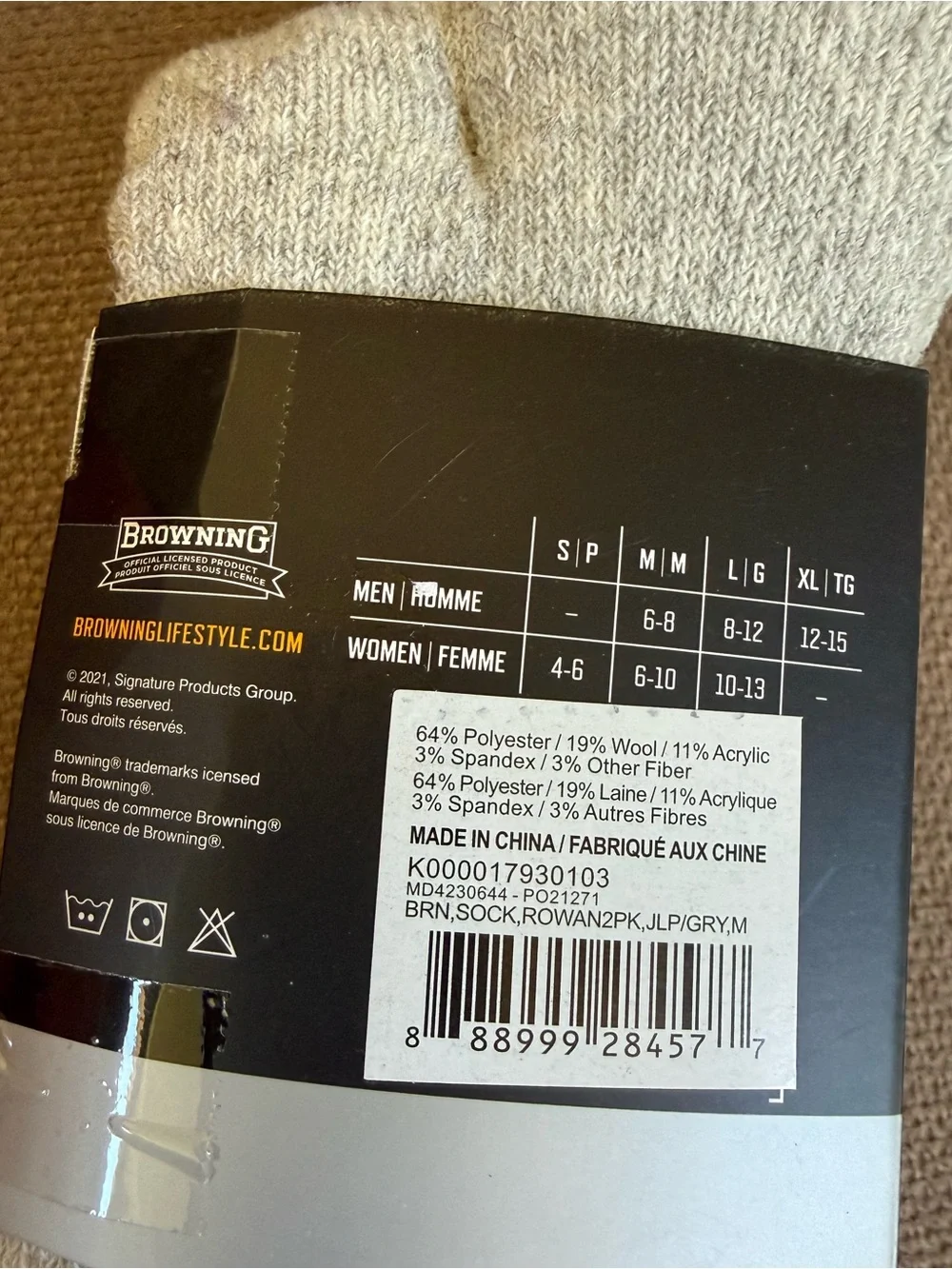 Browning Women's 2 Pack Hunting Hiking Socks - Light Gray - M
